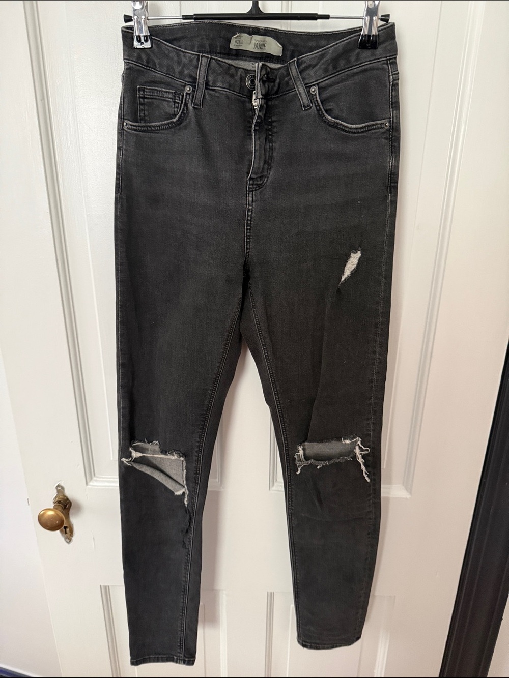 Topshop Black Skinny Ripped Jeans